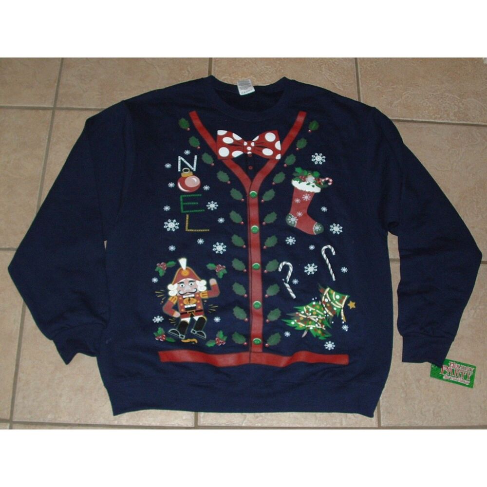 NEW NWT Unisex Sz Large Casual Wear Blue Christmas Holiday Crew Neck Sweatshirt